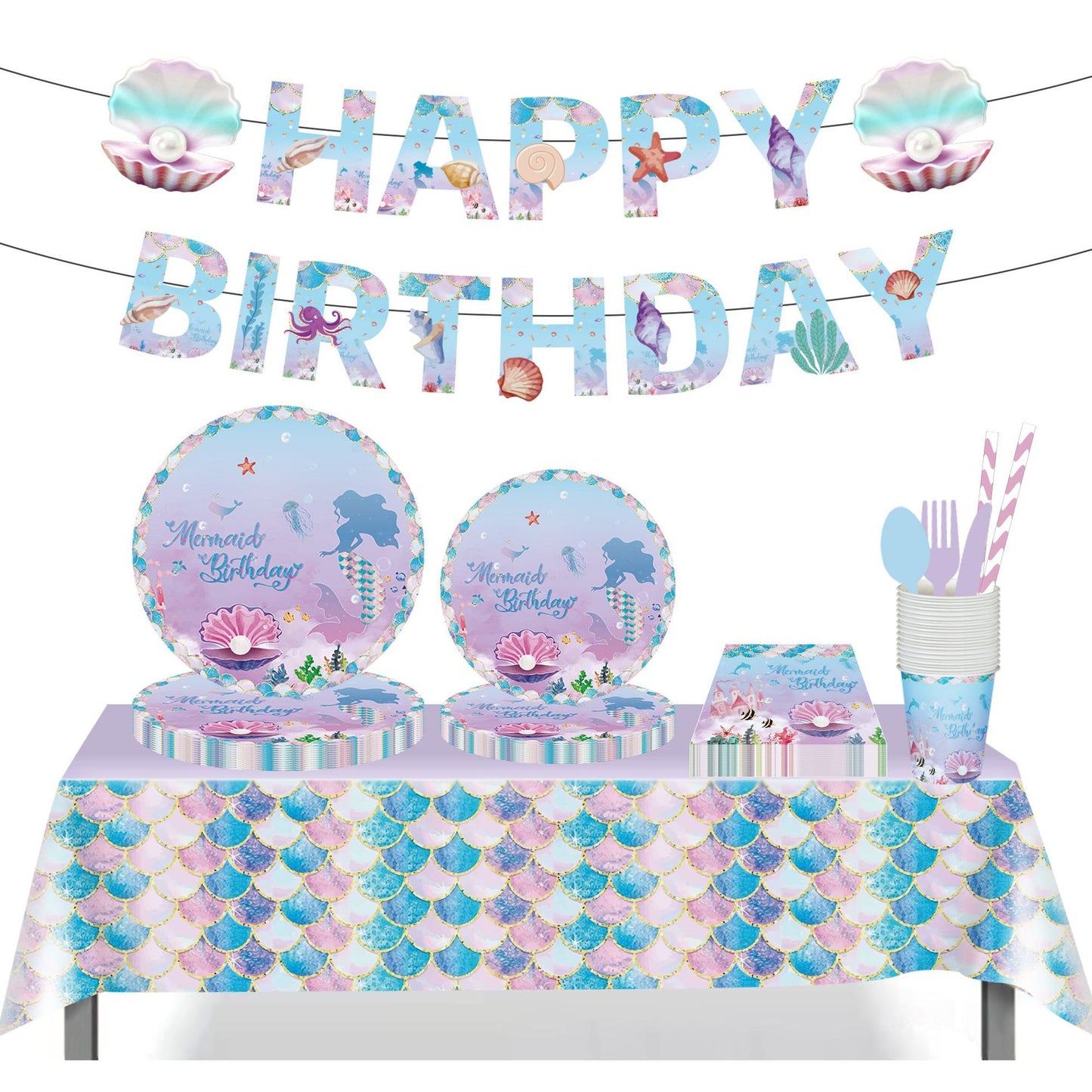 Mermaid Party Decorations Birthday Party Decorations Tableware