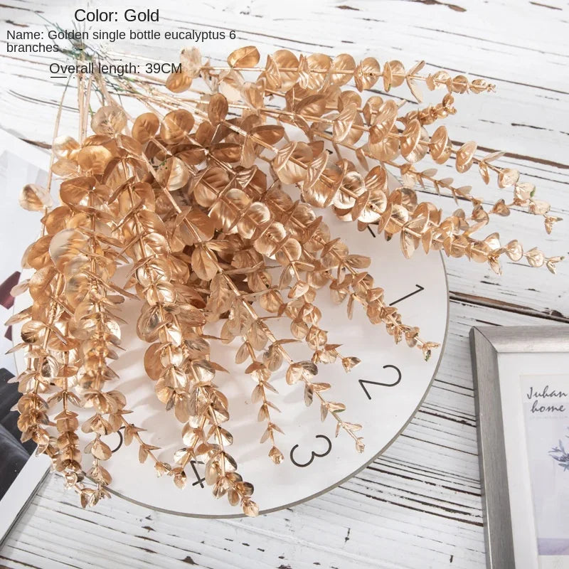 6pcs/Set Artificial Flower Gold Spray Decor