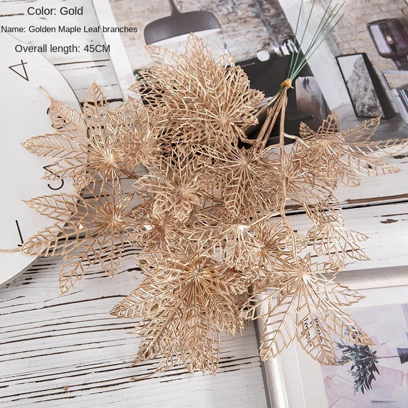 6pcs/Set Artificial Flower Gold Spray Decor