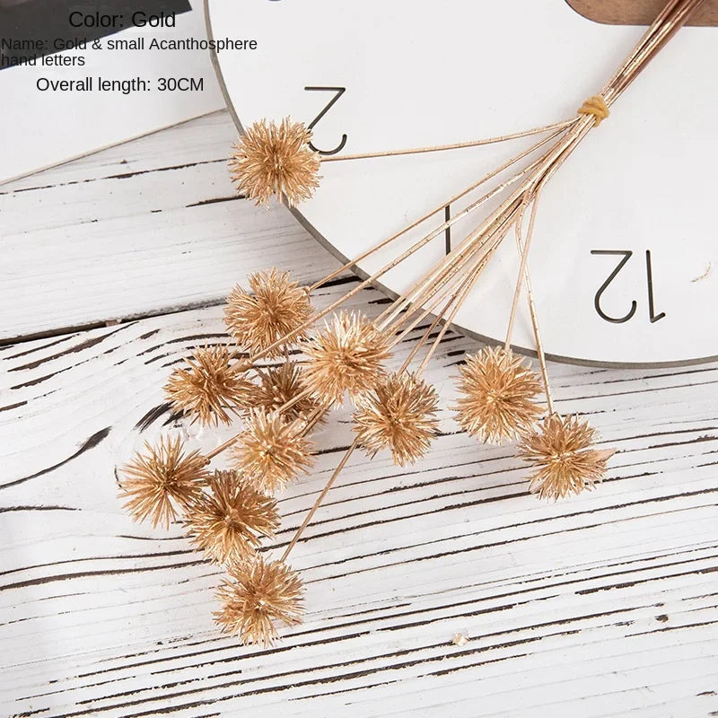 6pcs/Set Artificial Flower Gold Spray Decor