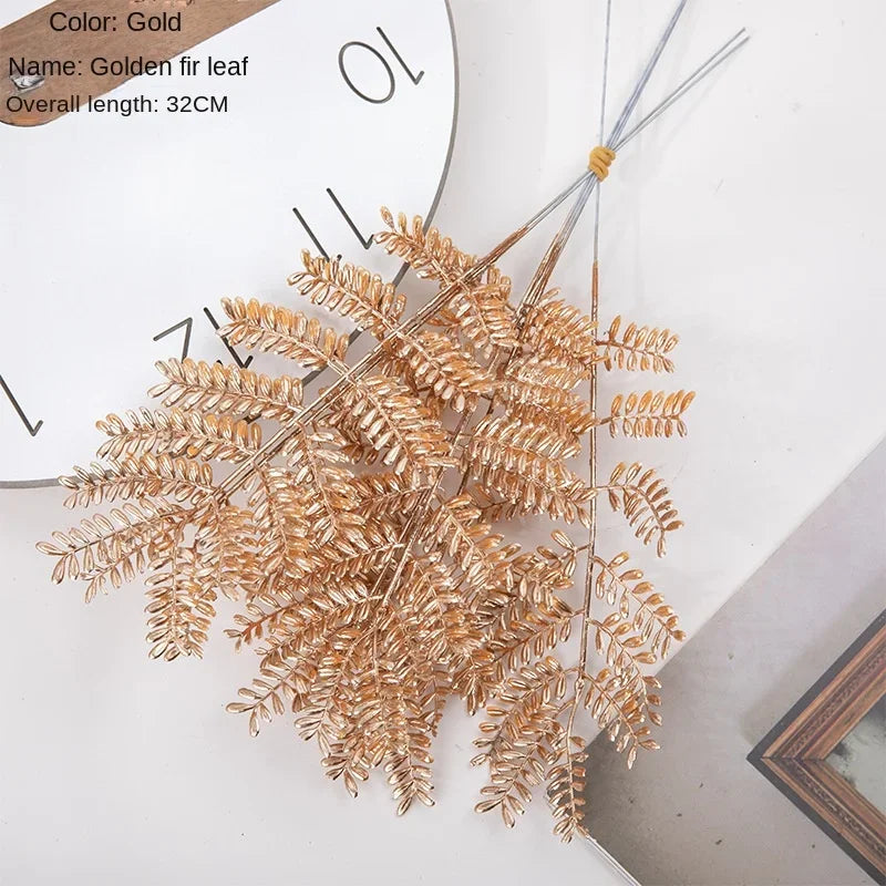 6pcs/Set Artificial Flower Gold Spray Decor