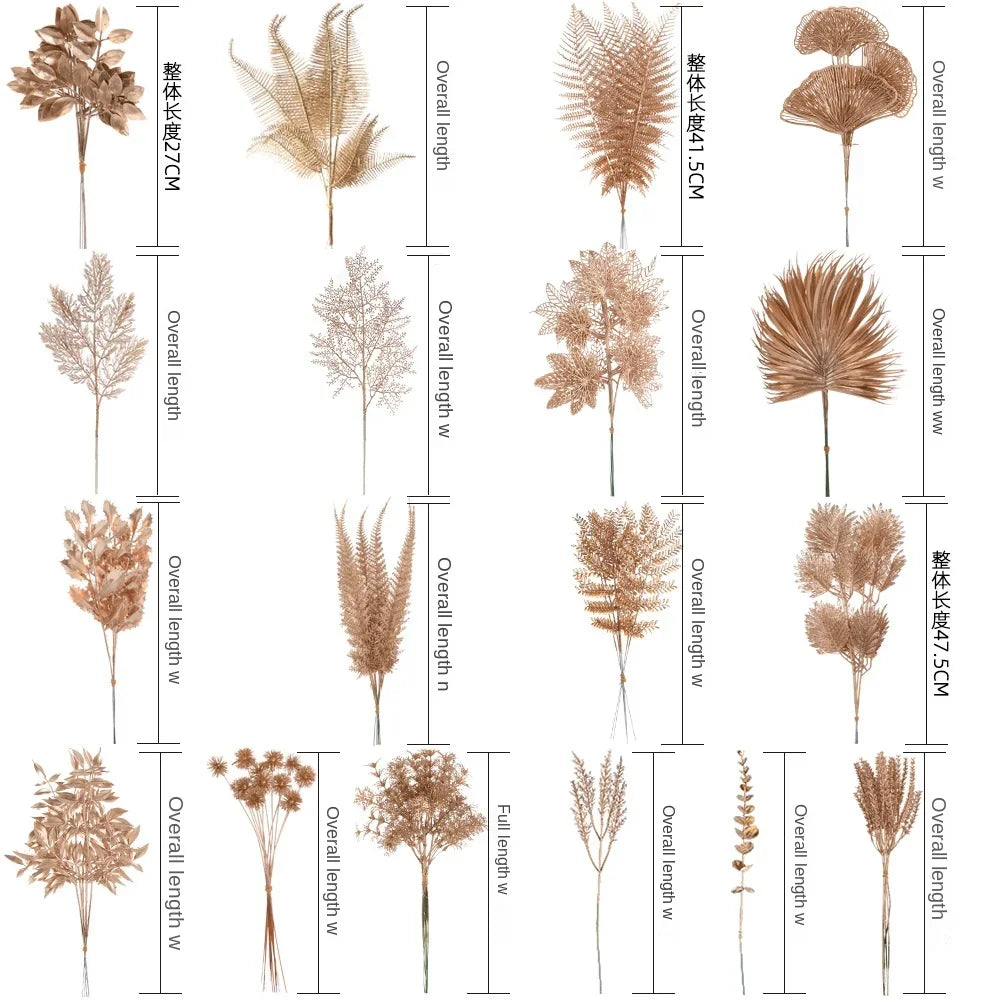 6pcs/Set Artificial Flower Gold Spray Decor