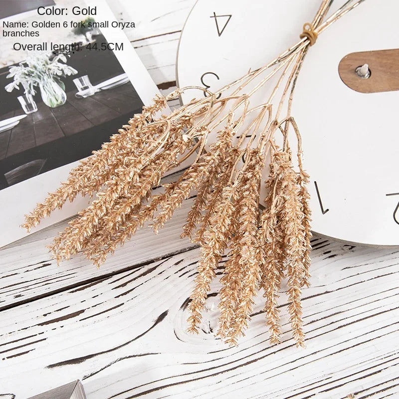 6pcs/Set Artificial Flower Gold Spray Decor