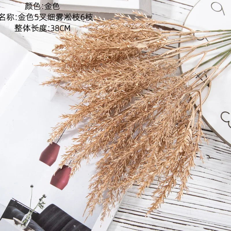 6pcs/Set Artificial Flower Gold Spray Decor