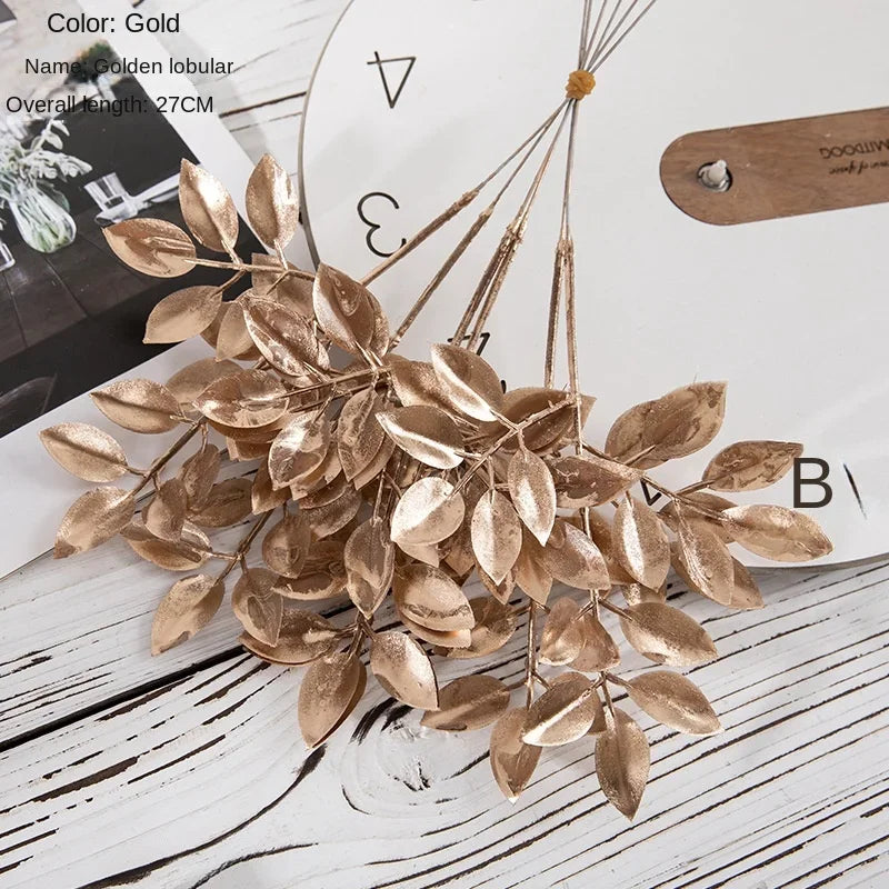 6pcs/Set Artificial Flower Gold Spray Decor